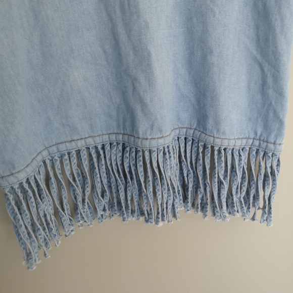 Vintage denim Boho bohemian Southwestern Western Fringe Festival Shirt U… - Picture 3 of 12